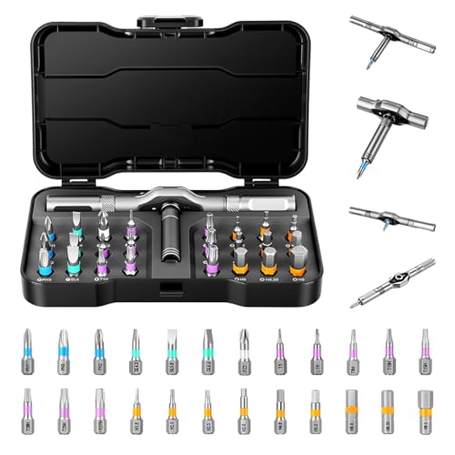 Serplex® 24 in 1 Magnetic Screwdriver Set, Mini Ratchet Screwdriver Set, Precision Repair Tool Kit with Detachable Ratchet Handle and S2 Steel Bits, for Furniture Assembly, Laptop, Electronic, Bicycle - Image 1