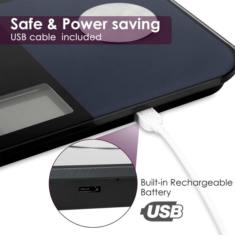 HIMALY ميزان الجسم الذكي القابل لإعادة الشحن من هيمالي ميزان الحمام الرقمي بلوتوث لقياس مؤشر كتلة الجسم بدقة ميزان الدهون العضلية مع تطبيق 400 رطل - Image 2