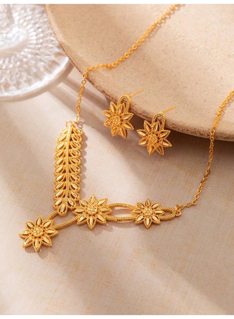 GOLDMAX 21k Gold Plated Necklace & Earrings Jewelry Set For Women - Image 4