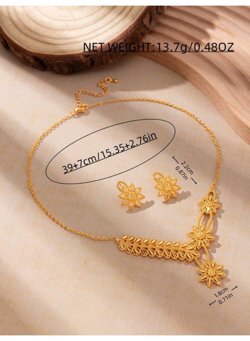 GOLDMAX 21k Gold Plated Necklace & Earrings Jewelry Set For Women - Image 5