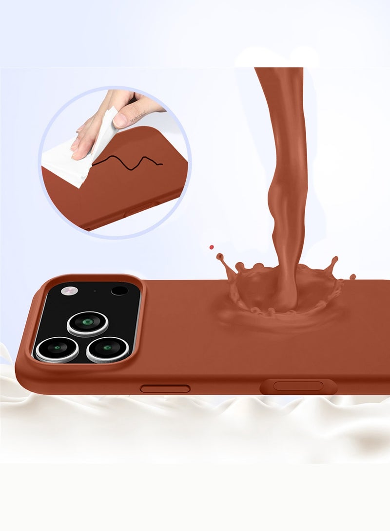 CATANES Silicone Protective Phone Case for iPhone 17 Pro - Soft Anti-Scratch Microfiber Lining Ultra Slim Drop Protection Phone Cover - Windsor Brown - Image 3