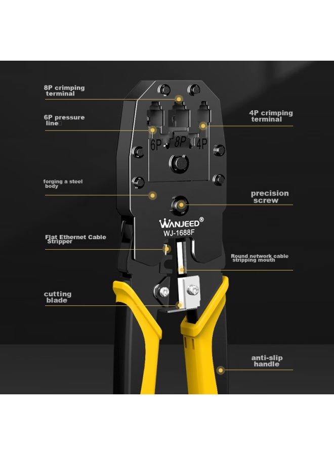 Ofnpftth Network Cable Crimper, Three-in Multifunctional Wire Stripper And Crimping Tool Set, 8p6p4p Cat5e Cat6 Rj45 Connector Crimping Pliers, Computer Network Tool, Wj-f - Image 3