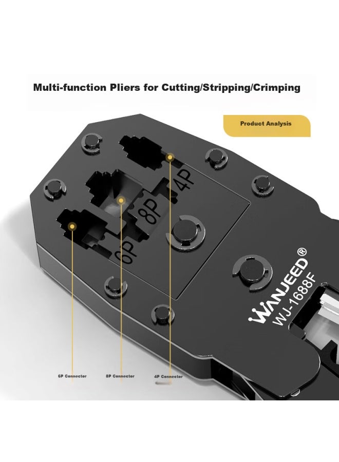 Ofnpftth Network Cable Crimper, Three-in Multifunctional Wire Stripper And Crimping Tool Set, 8p6p4p Cat5e Cat6 Rj45 Connector Crimping Pliers, Computer Network Tool, Wj-f - Image 5