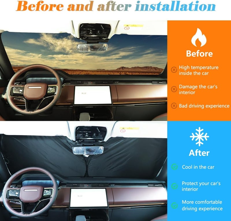JONKOKO Car Windshield Sunshade Custom Fit for Land Rover Range Rover Sport 2023-2024 Foldable Sun Shield Reflective Polyester Sun Visor Cover Block Heat,UV Rays Sun Visor Protector (Style A) - Image 2