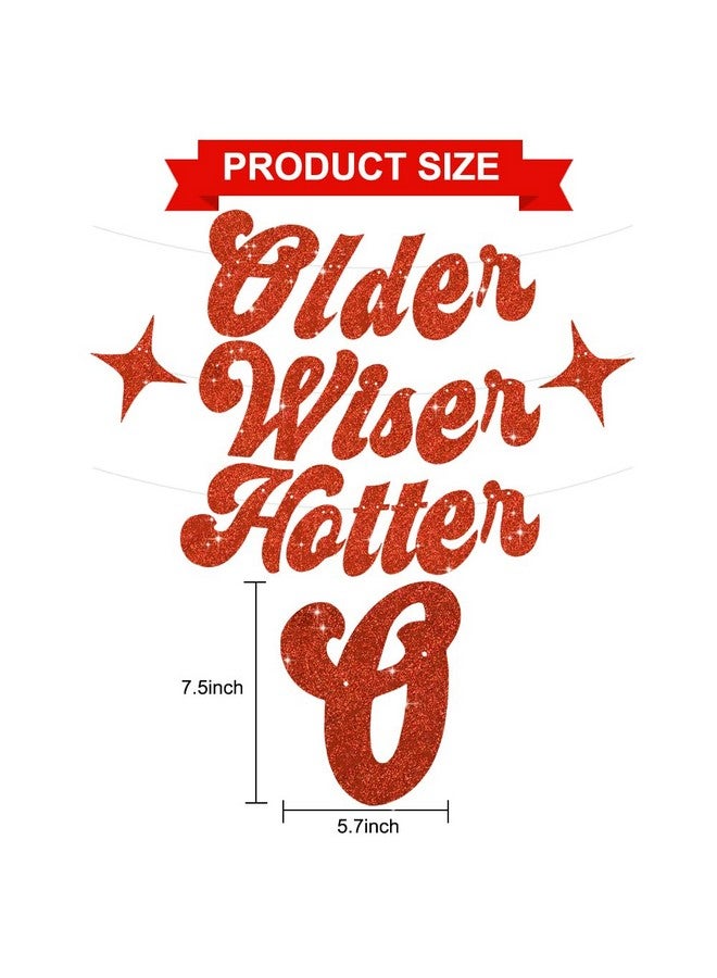 BEISHIDA لافتة بيشيدا اللامعة الحمراء الأكبر حكمة والأكثر جاذبية مع نجمة، لافتة عيد ميلاد مضحكة 30 40 50 60 70 80 زينة حفلات - Image 2