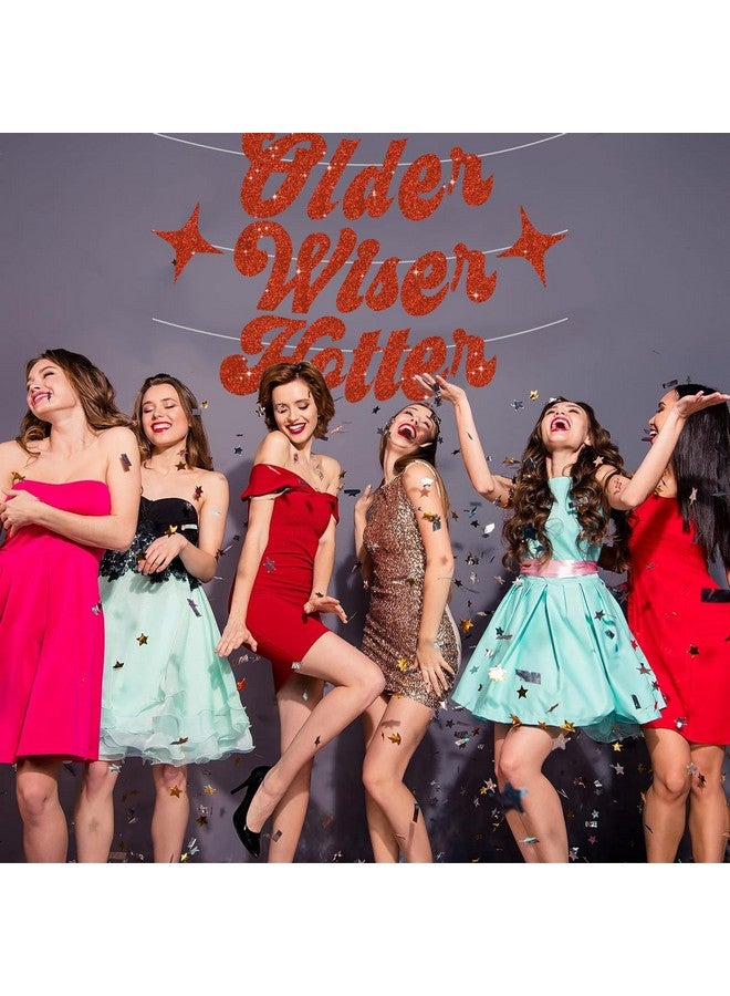 BEISHIDA لافتة بيشيدا اللامعة الحمراء الأكبر حكمة والأكثر جاذبية مع نجمة، لافتة عيد ميلاد مضحكة 30 40 50 60 70 80 زينة حفلات - Image 4