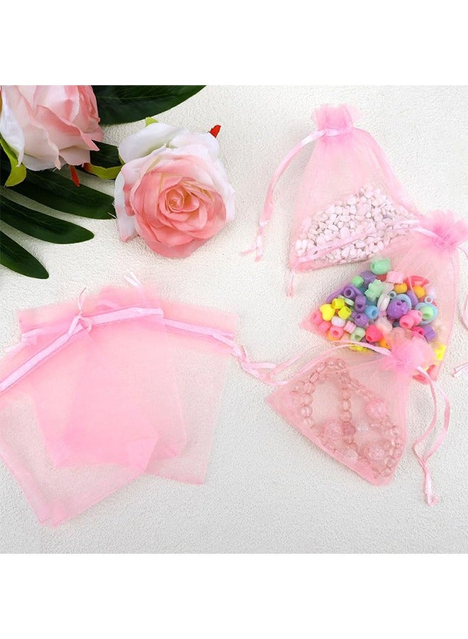 100 Pcs Pink Organza Bags,Gift Bags,Wedding Favor Bags,Jewelry Bags Drawstring,Small Mesh Gift Bags, Meash Gift Pouch,Mesh Organizer Bags,Mini Candy Bags for Party Favors (4 x 4.7 Inch) - Image 4