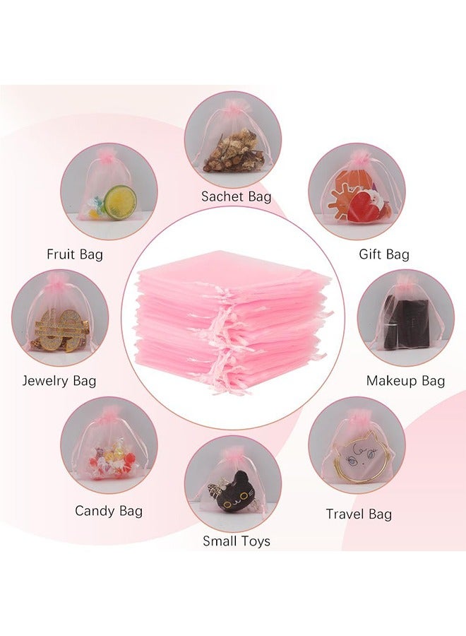 100 Pcs Pink Organza Bags,Gift Bags,Wedding Favor Bags,Jewelry Bags Drawstring,Small Mesh Gift Bags, Meash Gift Pouch,Mesh Organizer Bags,Mini Candy Bags for Party Favors (4 x 4.7 Inch) - Image 5