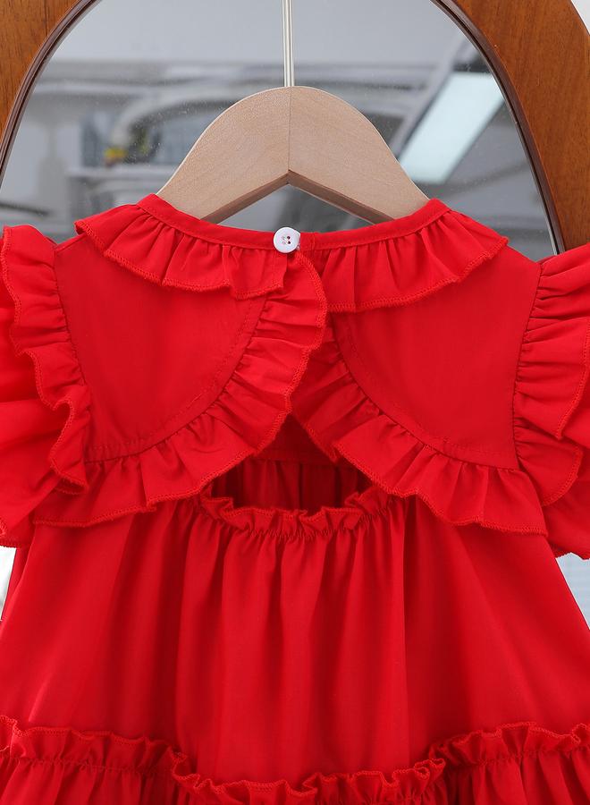 تايك تو فستان سهرة سادة بياقة مستديرة وكشكشة - Image 5