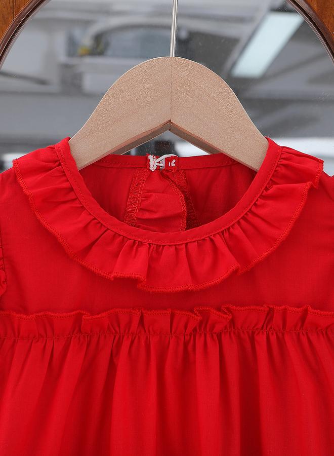 تايك تو فستان سهرة سادة بياقة مستديرة وكشكشة - Image 3