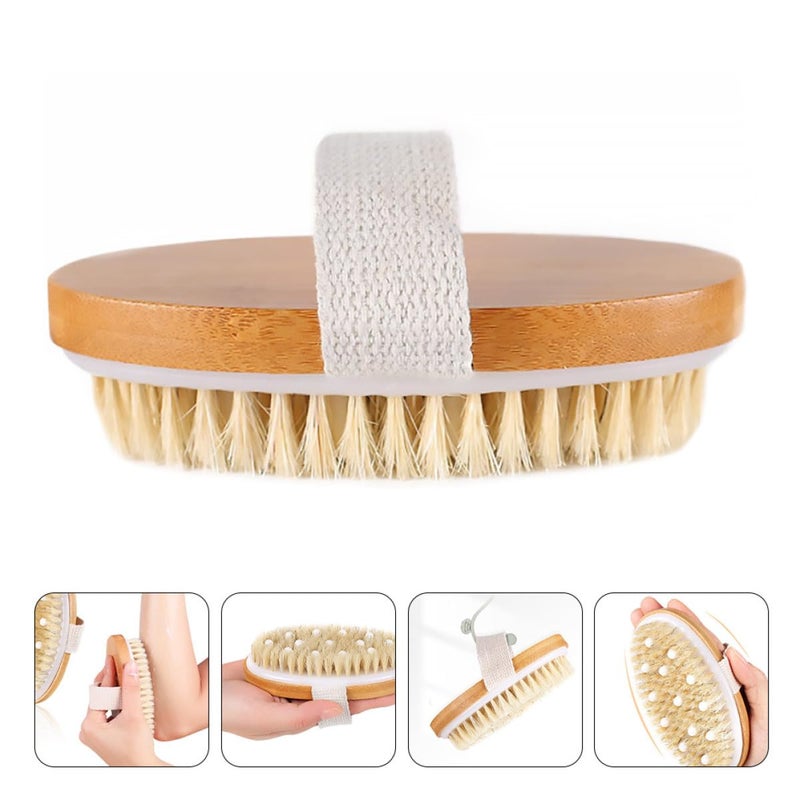 Wooden Body Brush with Boar Bristles for Shower Exfoliating and Dry Skin Massage - Image 4