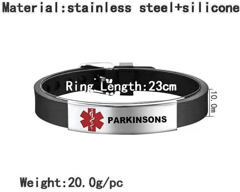 KunBead Medical Alert Bracelets for Women Adjustable Stainless Steel Silicone Emergency Awareness Medical ID Bracelet Wristband - Image 2