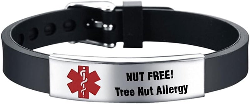 KunBead Medical Alert Bracelets for Women Adjustable Stainless Steel Silicone Emergency Awareness Medical ID Bracelet Wristband - Image 1