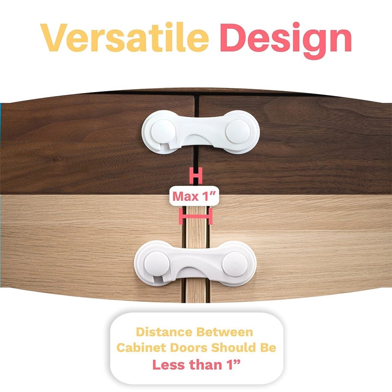 Inaya 6-Pack Child Proof Locks for Cabinet Doors, Pantry, Closet, Wardrobe, Cupboard, Drawers - 3M - No Drilling - Child Safety Locks for Cabinets and Drawers - Baby Proofing Cabinet Lock - Image 4
