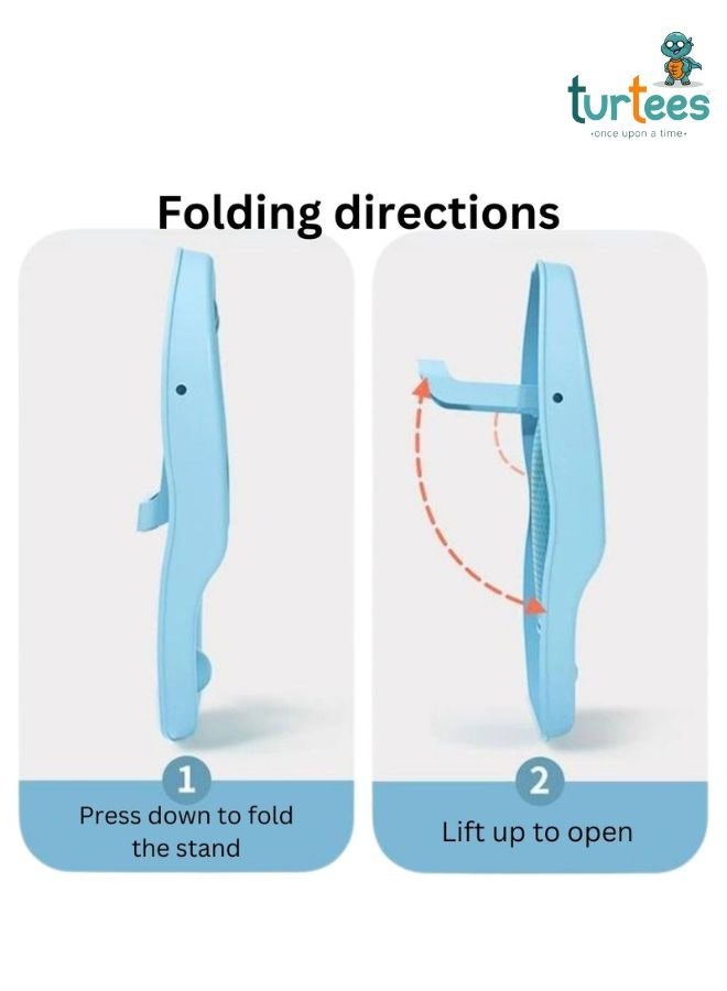 Turtees® Baby Foldable Bath Tub Seat, Baby Bath Support, Newborn Bathtub Chair for 0-12 Months, Foldable Infant Bathtub Shower Seat with Drain Holes (Grey) - Image 4