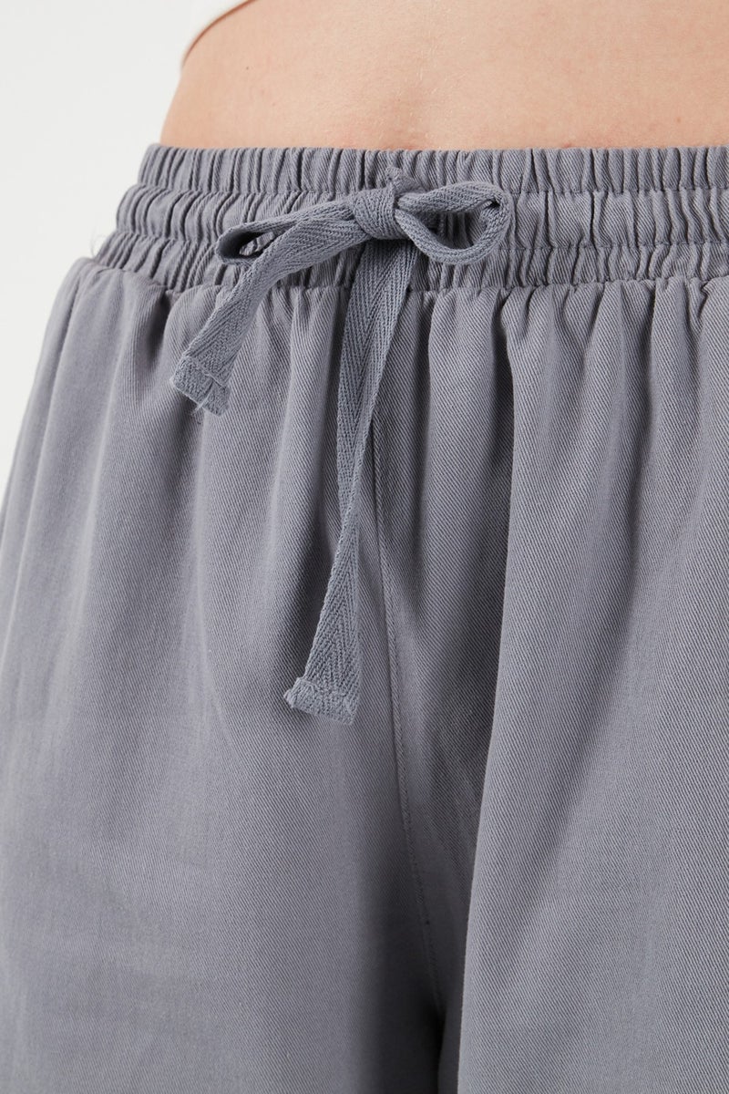 Lela Cotton Waistband High Waist Wide Leg Pocket Regular Fit Trousers Women's Trousers 668YP4760  - Image 5