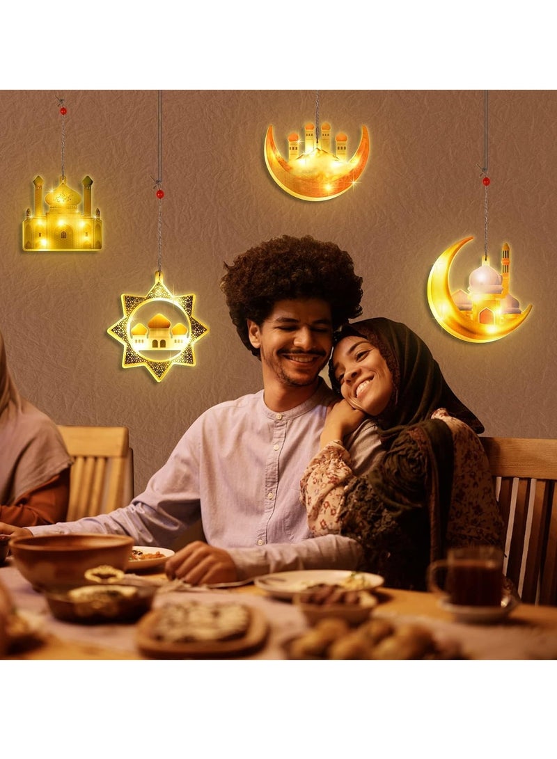 spa luxetique Ramadan Gifting Package Ramadan Decorative Fairy Light, 4 Pack LED Muslim Ramadan Lights, Islam Mubarak Decoration, Crescent Moon Night Light, Eid Decorations for Ramadan Decoration Party, Ramadan Mubarak Gifts - Image 4