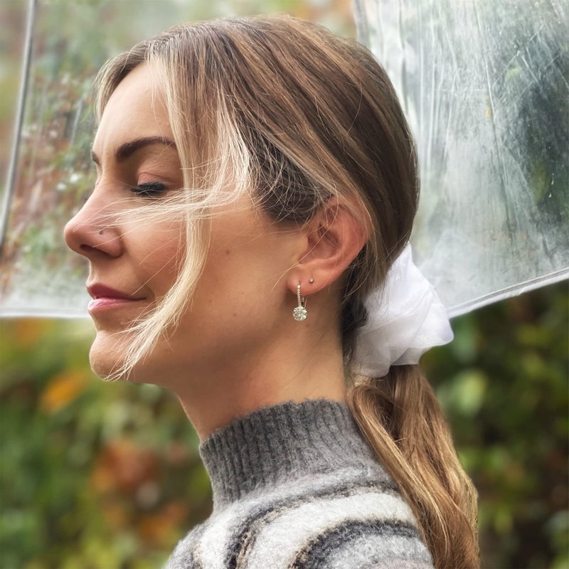 EVER FAITH 925 Sterling Silver Round Cut CZ Prong Setting Gorgeous Leverback Dangle Earrings Clear - Image 2