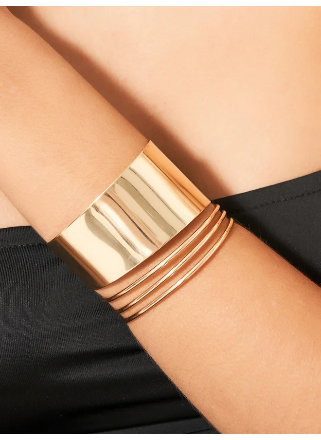 ستايلي Styli Layered Wide Cuff Bangle