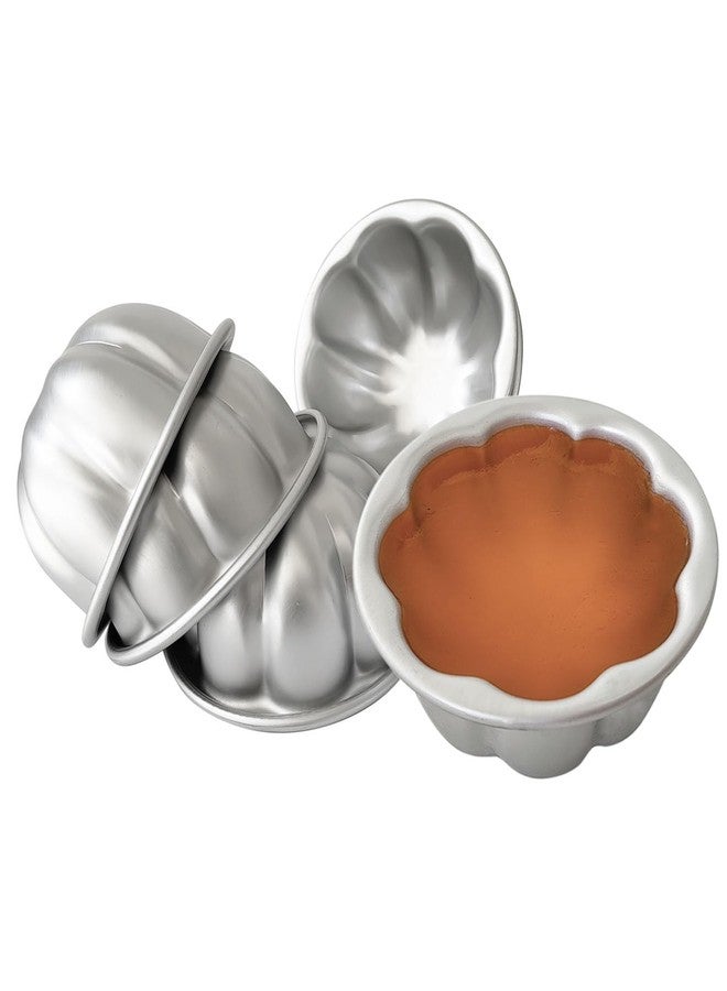 Heluok Aluminum Alloy Half Ball Pumpkin Tart Pan, Deep Tart Tins Jelly Mold, Muffin Cups Flower Shape for Cake, Tartlets, Brownies, Popover, Quiches - 6PCS - Image 4
