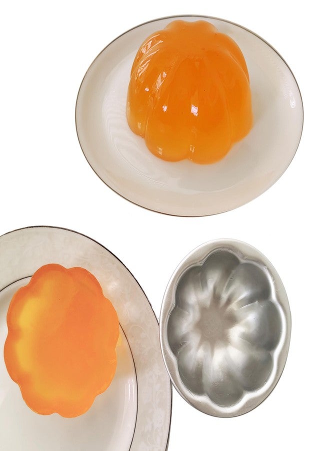 Heluok Aluminum Alloy Half Ball Pumpkin Tart Pan, Deep Tart Tins Jelly Mold, Muffin Cups Flower Shape for Cake, Tartlets, Brownies, Popover, Quiches - 6PCS - Image 3