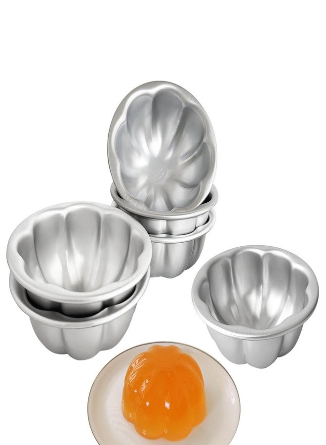 Heluok Aluminum Alloy Half Ball Pumpkin Tart Pan, Deep Tart Tins Jelly Mold, Muffin Cups Flower Shape for Cake, Tartlets, Brownies, Popover, Quiches - 6PCS - Image 1