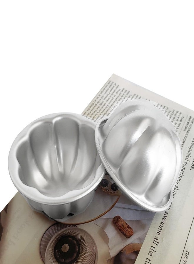 Heluok Aluminum Alloy Half Ball Pumpkin Tart Pan, Deep Tart Tins Jelly Mold, Muffin Cups Flower Shape for Cake, Tartlets, Brownies, Popover, Quiches - 6PCS - Image 5