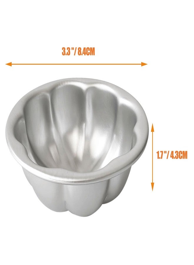 Heluok Aluminum Alloy Half Ball Pumpkin Tart Pan, Deep Tart Tins Jelly Mold, Muffin Cups Flower Shape for Cake, Tartlets, Brownies, Popover, Quiches - 6PCS - Image 2