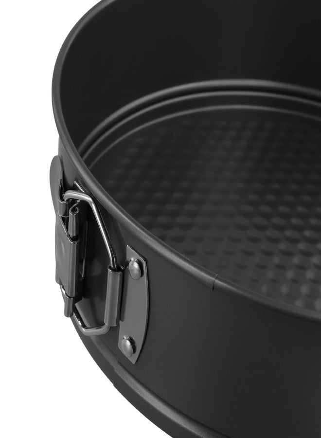 SINJEUN 3 PCS 9 Inch Springform Cake Pan, Nonstick Round Cheesecake Pan with Removable Bottom, Cake Baking Mold for Cake, Cheesecakes and Pizza, Black - Image 3