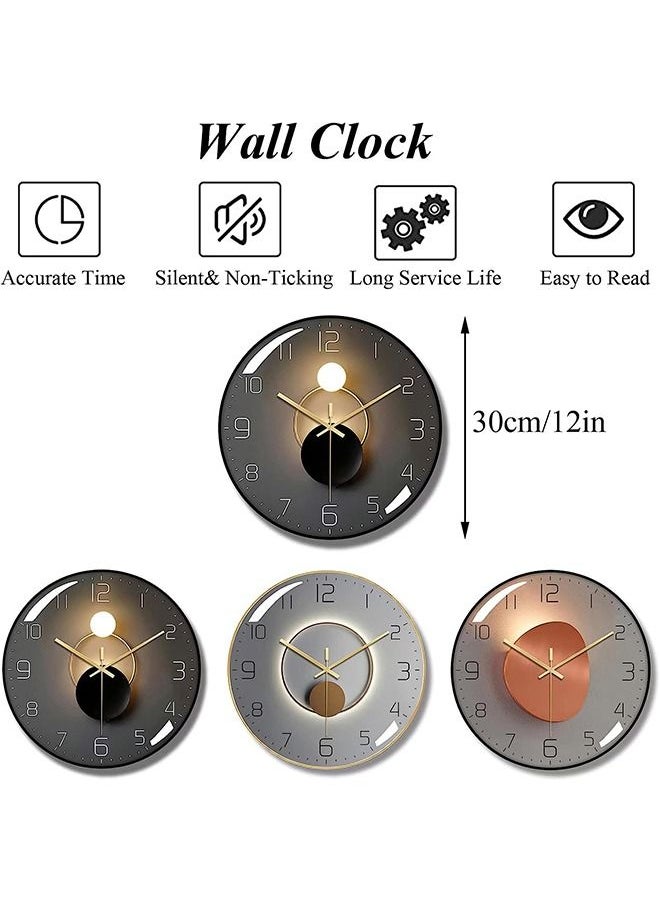 Arabest Wall Clock,3D Curved Glass Large Wall Clock,12-inch Silent Non-Ticking Round Classroom Clock, Battery Operated Easy to Read Decorative Wall Clocks,Stylish Kitchen Wall Clock(Grey)  - Image 3