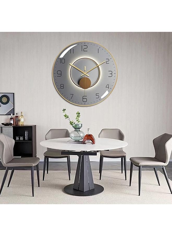 Arabest Wall Clock,3D Curved Glass Large Wall Clock,12-inch Silent Non-Ticking Round Classroom Clock, Battery Operated Easy to Read Decorative Wall Clocks,Stylish Kitchen Wall Clock(Grey)  - Image 2