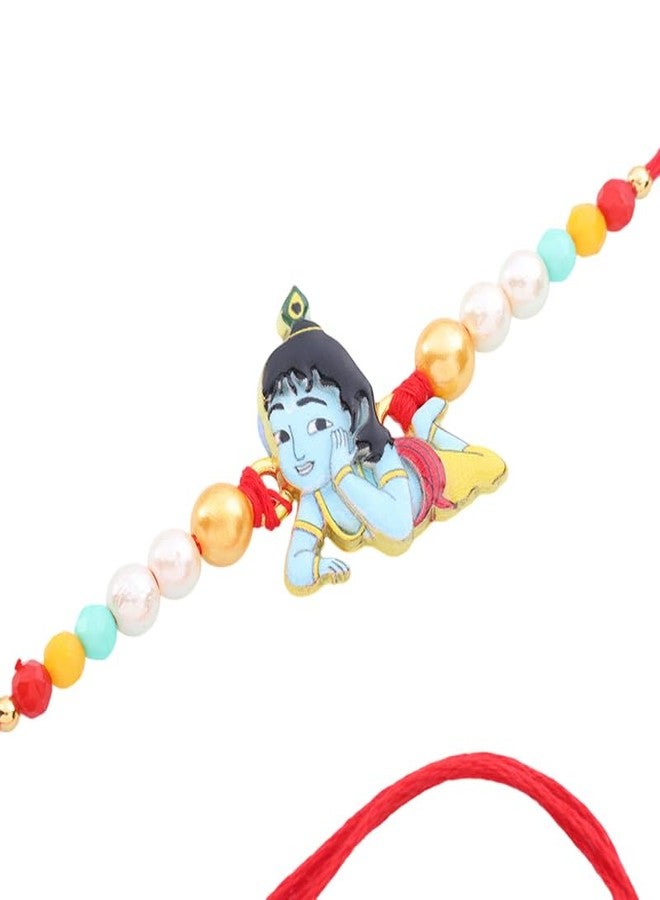 Floweraura Premium Rakhi For Brother Sweet Combo Include Exquisite Little Krishna Charm Kids Rakhi With Roli Set - Rakhi Gift For Brother, Bhai, Cousins, Kids & Rakshabandhan Gift - Image 1
