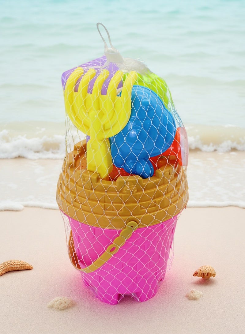 EASY FUTURE Beach Sand Toys Set Castle Bucket Sand Toys Complete Digging Shovel Rake Animal Molds Watering Can Smooth Edge Outdoor Backyard Sandbox Pretend Castle Building Play Kit NO.1902 - Image 1
