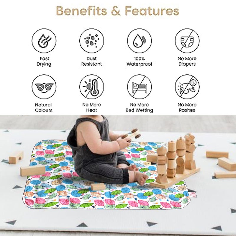 VParents Chunky Nappy Changing Mat Sleeping mats Water Proof Bed Protector Sheet for New Born Baby (0-3 Months) Blue - Image 2