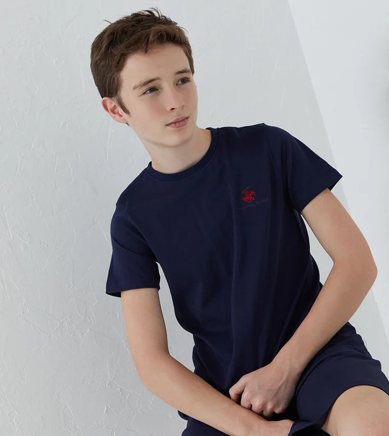 بيفرلي هيلز بولو كلوب تيشيرت بياقة دائرية وأكمام قصيرة