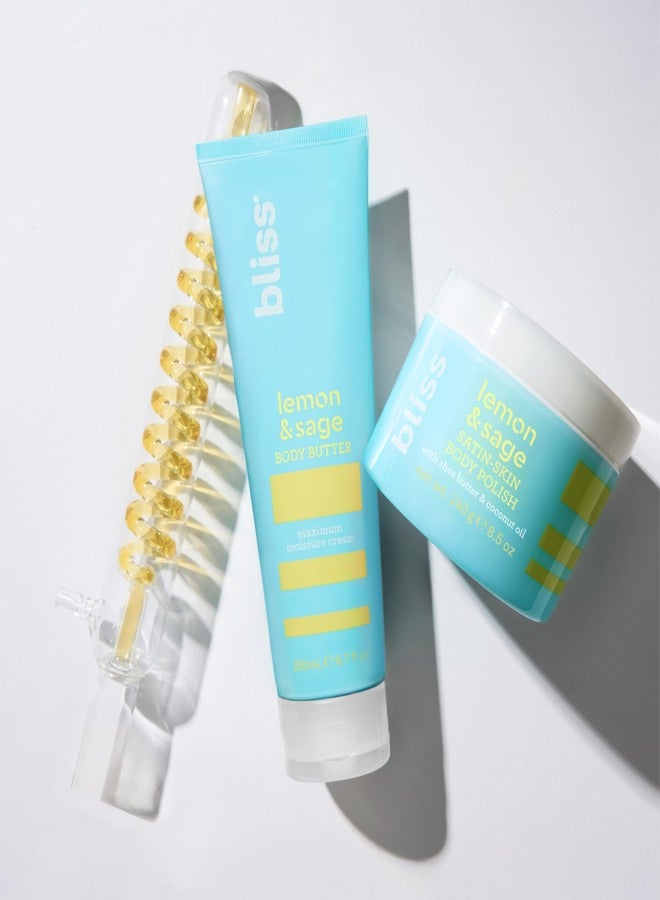 بليس مجموعة بليس سيريسلي سموث الثنائية بالليمون والمريمية: زبدة الجسم ومقشر الجسم | مجموعة العناية بالبشرة لتقشير وترطيب البشرة للحصول على بشرة ناعمة ومشرقة - Image 5