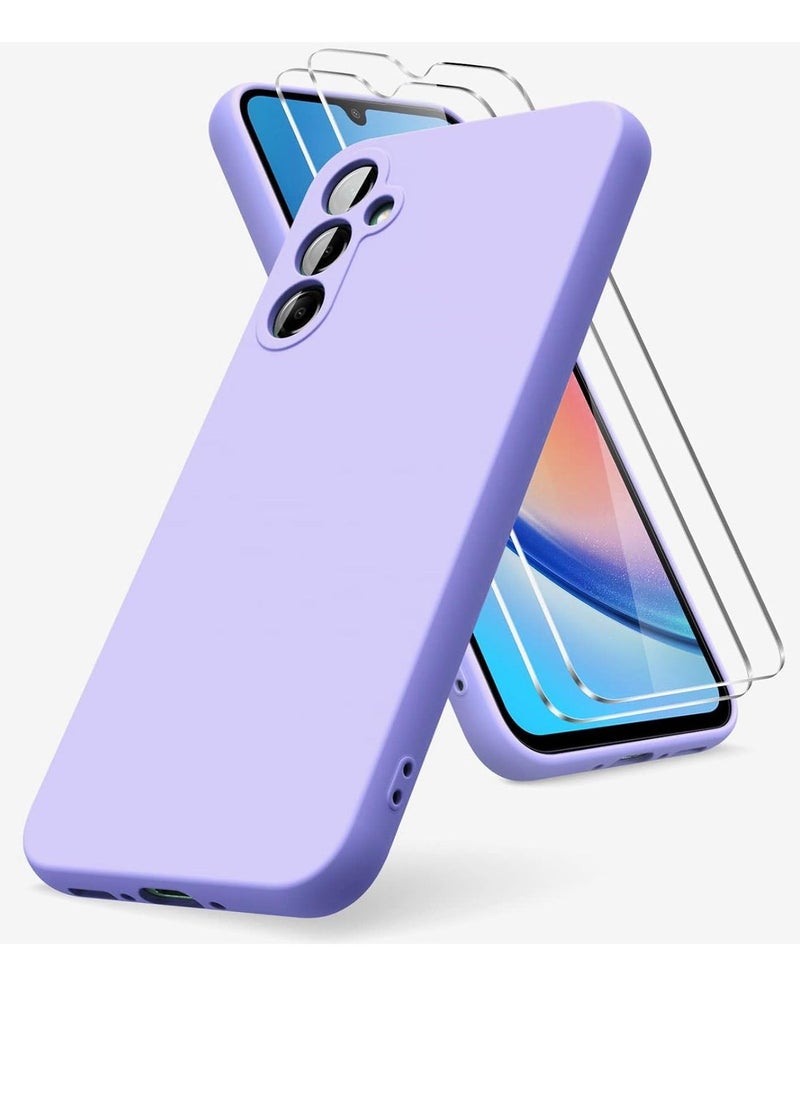 Raxoom Case Compatible with Samsung Galaxy A54 5G - Soft TPU Liquid Silicone Cover with Shockproof Rubber and 2 Tempered Glass Protective Films (Purple) - Image 1