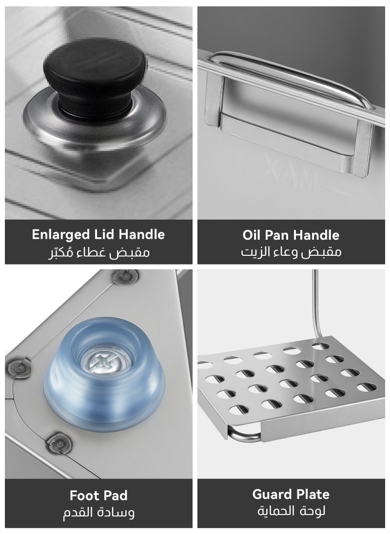 ULHYC - 6L 2500W Stainless Steel Deep Oil Fryer with Frying Basket Strainer, Adjustable Temperature And Timer, Removable Oil Container - Image 1