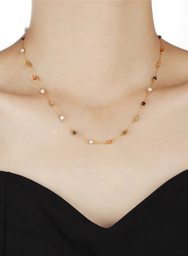 قلادة من الأحجار الطبيعية الملونة على الطراز الفرنسي - Image 3