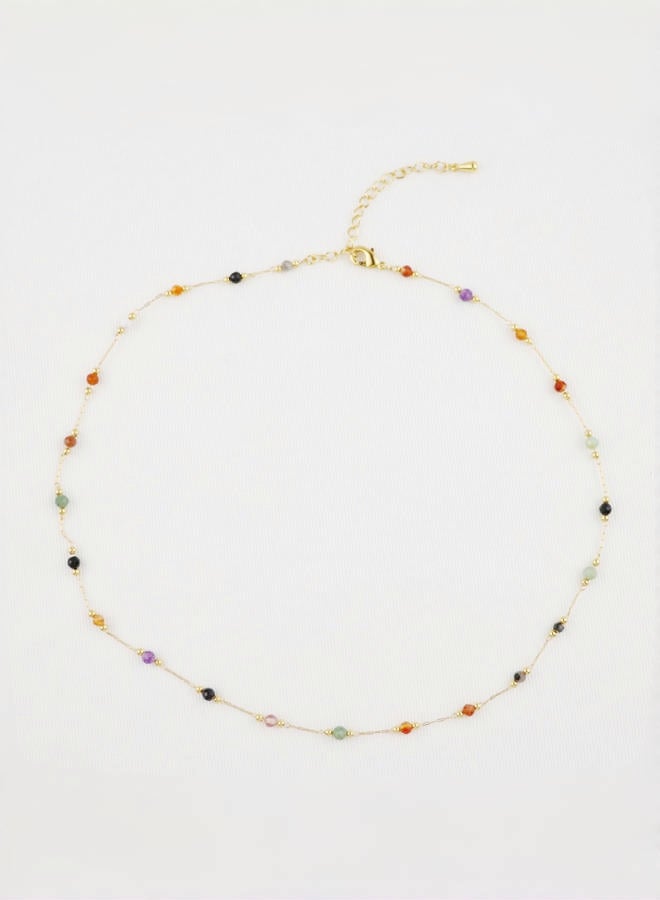 قلادة من الأحجار الطبيعية الملونة على الطراز الفرنسي - Image 1