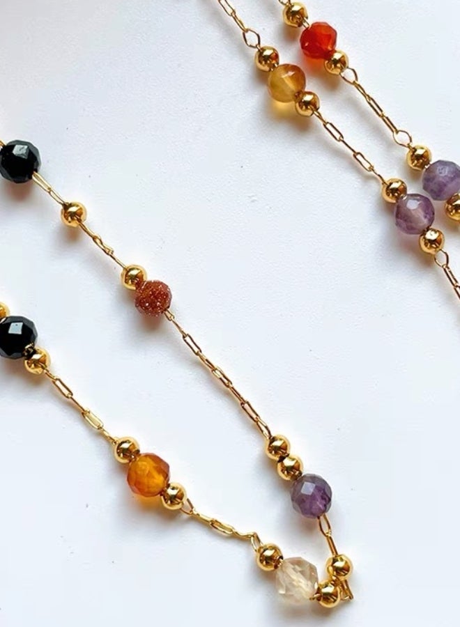 قلادة من الأحجار الطبيعية الملونة على الطراز الفرنسي - Image 2