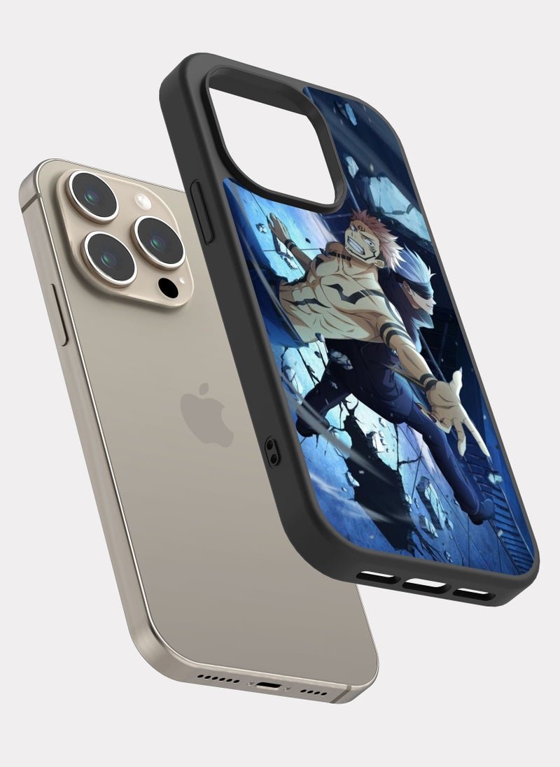 بكسلات كفر ايفون 15 برو جوجوتسو كايسن غوجو و ايتادوري ازرق - Image 2