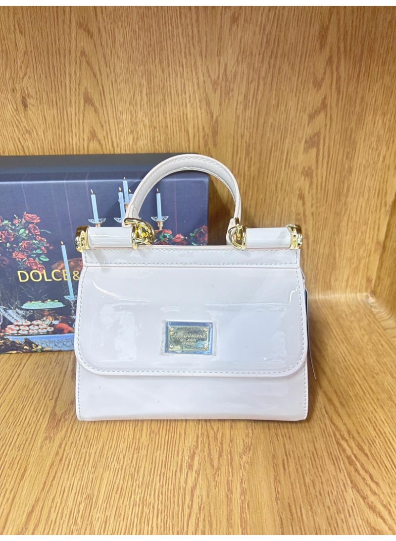 D&G white patent leather Mini Sicily handbag