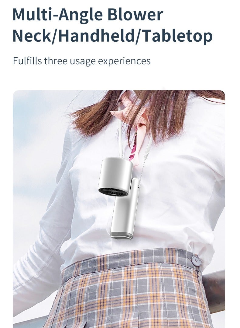 ZONIX Portable Handheld Fan with 199-Speed Ice-Ceramic Cooling, 4000mAh Fast-Charging & LED Digital Display, Adjustable Mini Fan for Travel, Camping, Indoor, Outdoor (White) - Image 2