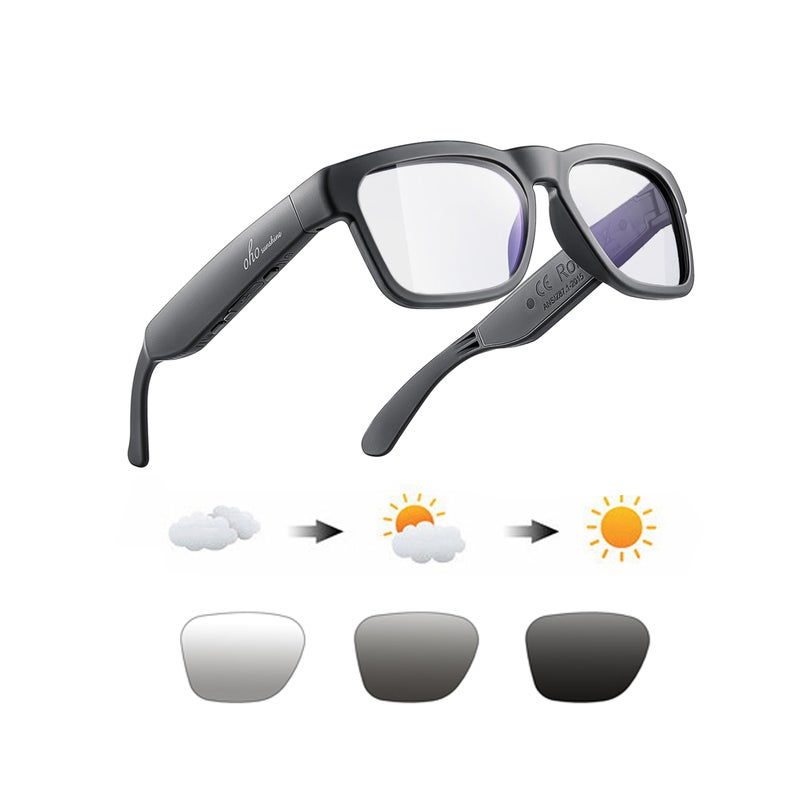 OhO sunshine OhO Smart Glasses,Polarized Sunglasses with Bluetooth Speaker,Athletic/Outdoor UV Protection and Voice Control,Unisex(Transitional Blue Light Lens) - Image 1