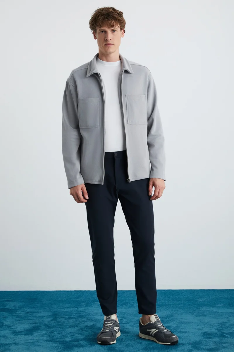 جريميلانج CALPE Men's 100% Cotton Dark Grey Jacket