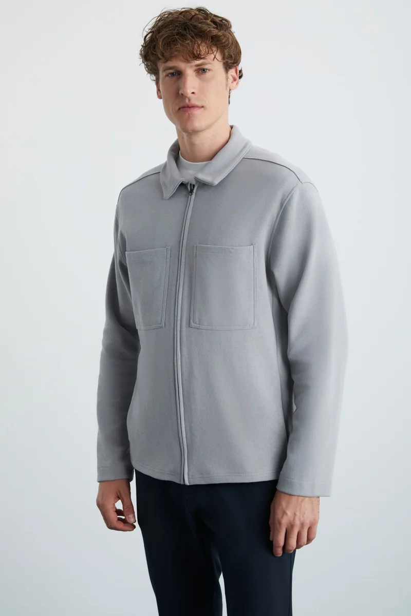 جريميلانج CALPE Men's 100% Cotton Dark Grey Jacket