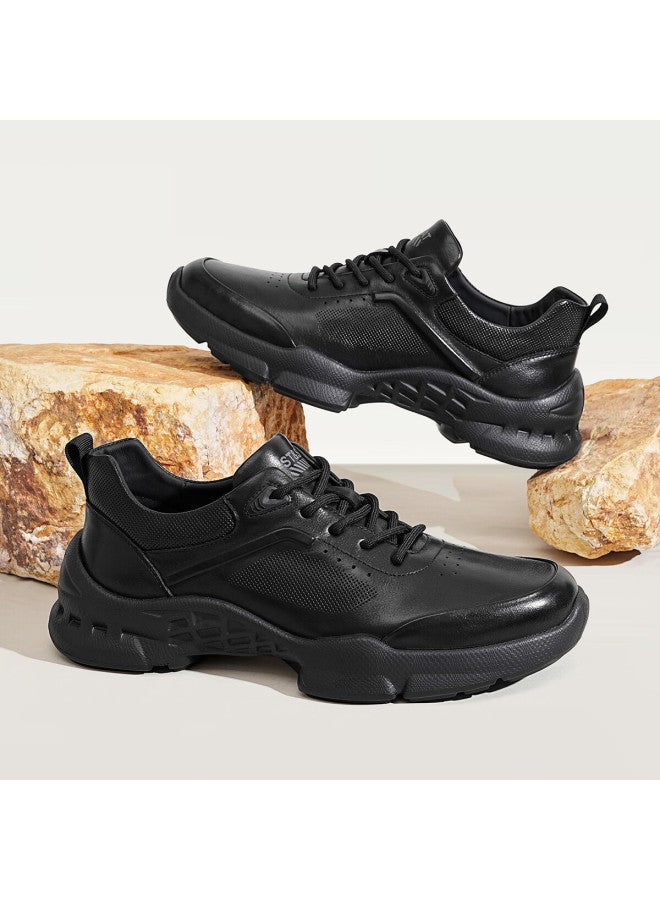 St&sat Men's Shoes, Fashionable Leather Casual Shoes For Men, Breathable Hiking And Walking Shoes, Lightweight Breathable Casual Leather Shoes For Men, Dad Shoes For Me - Image 2