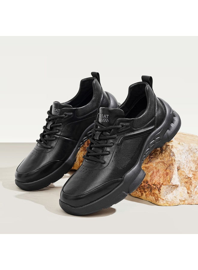 St&sat Men's Shoes, Fashionable Leather Casual Shoes For Men, Breathable Hiking And Walking Shoes, Lightweight Breathable Casual Leather Shoes For Men, Dad Shoes For Me - Image 4