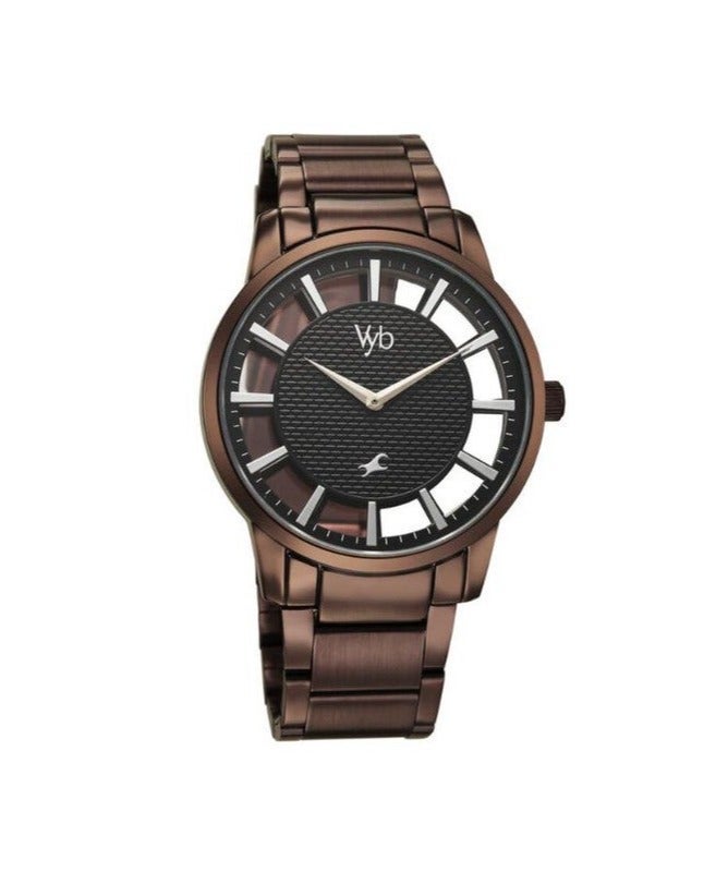 Fastrack Vyb Horizon By Titan Quartz Analog Black Dial Brown Stainless Steel Strap Watch For Men fv30039qm01 - Image 4